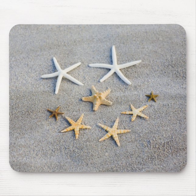 High angle view of a starfish on the beach mouse pad (Front)