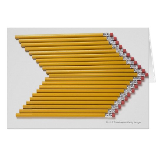 High angle view of pencils in a row cards (Front Horizontal)