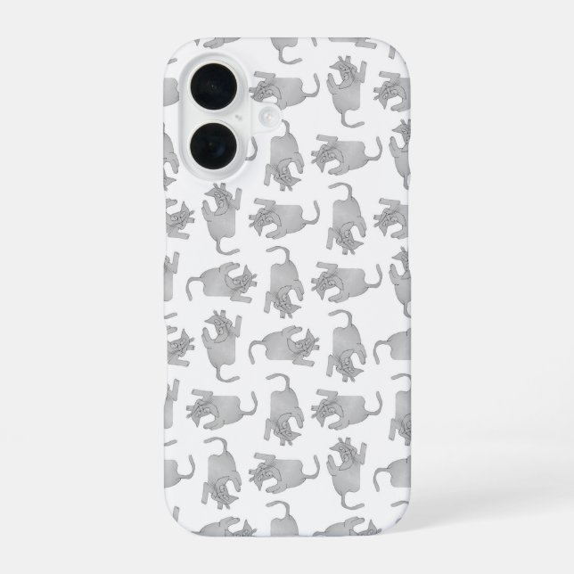 High angle view sketchy drawing cat motif pattern iphone case (Back)