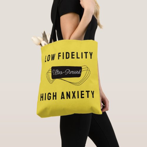 High Anxiety 60s Music Black Yellow Retro Slogan Tote Bag