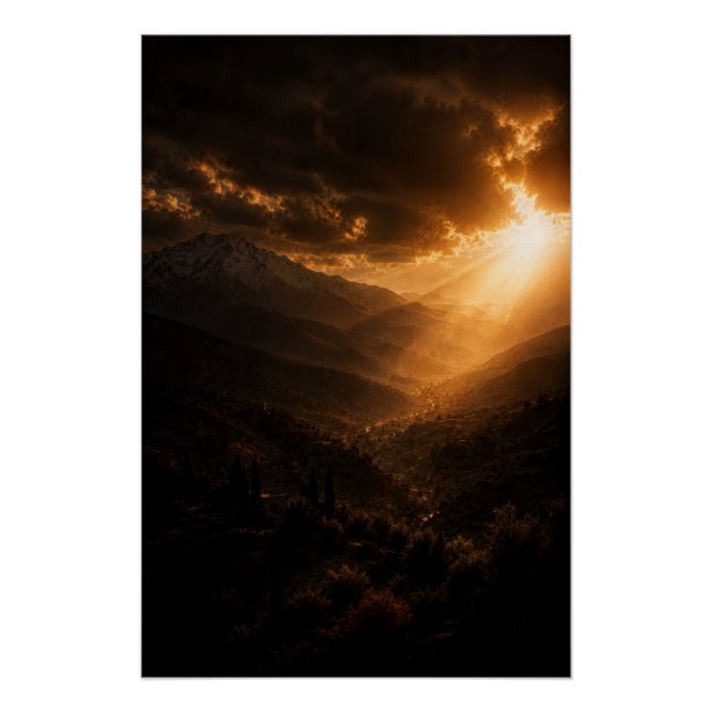 High Atlas Mountains Sunburst Poster (Front)