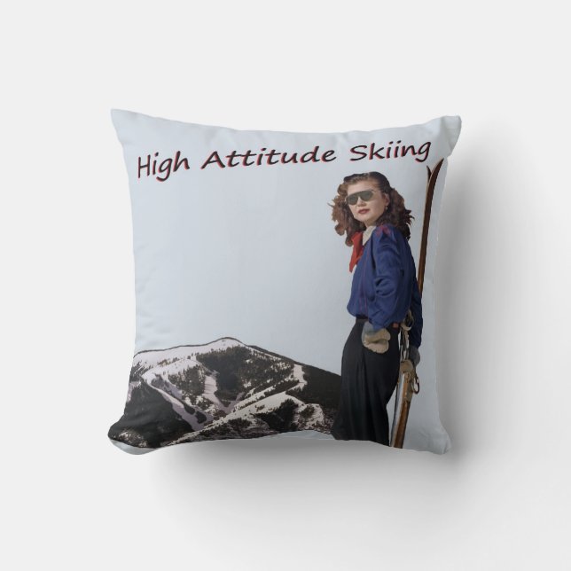 High Attitude Skiing Throw Pillow (Front)