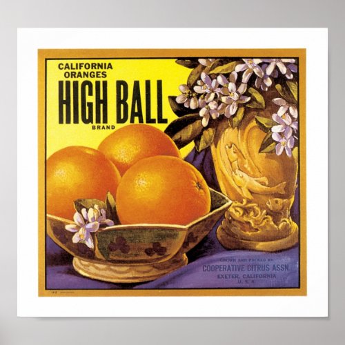 High Ball California Oranges Poster