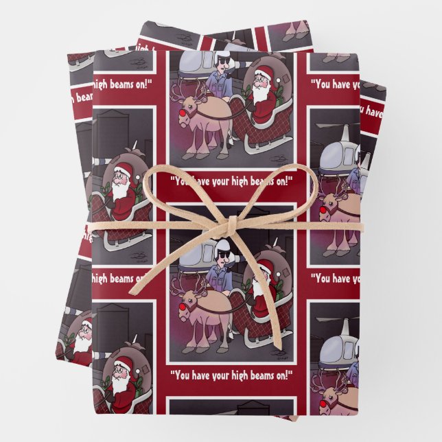 High Beams Holiday Wrapping Paper Sheet (In situ)