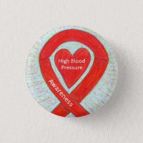 High Blood Pressure Awareness Red Heart Ribbon Pin