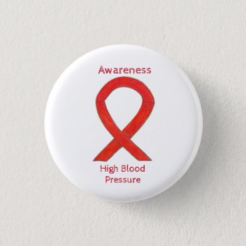 High Blood Pressure Awareness Red Ribbon Pin