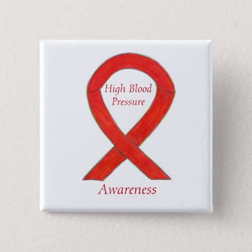 High Blood Pressure Awareness Red Ribbon Pin