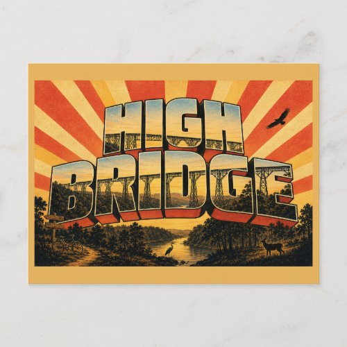 High Bridge Trail State Park VA River Forest Art Postcard