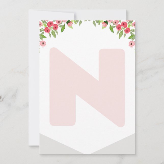 High Chair 1st Birthday Banner woodland Letter N Invitation (Front)