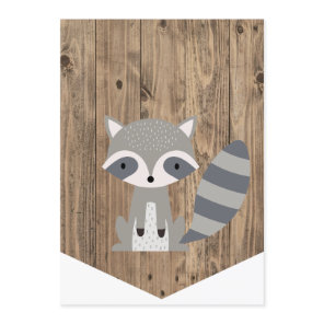 High Chair 1st Birthday Banner Woodland Raccoon Invitation