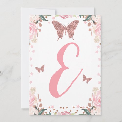 High Chair Pink Butterfly 1st Birthday Letter 3rd  Invitation