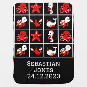 High Contrast Baby sensory pattern red white black Blanket