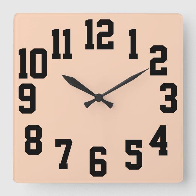 High Contrast Big Numbers Easy Read Square Wall Clock (Front)