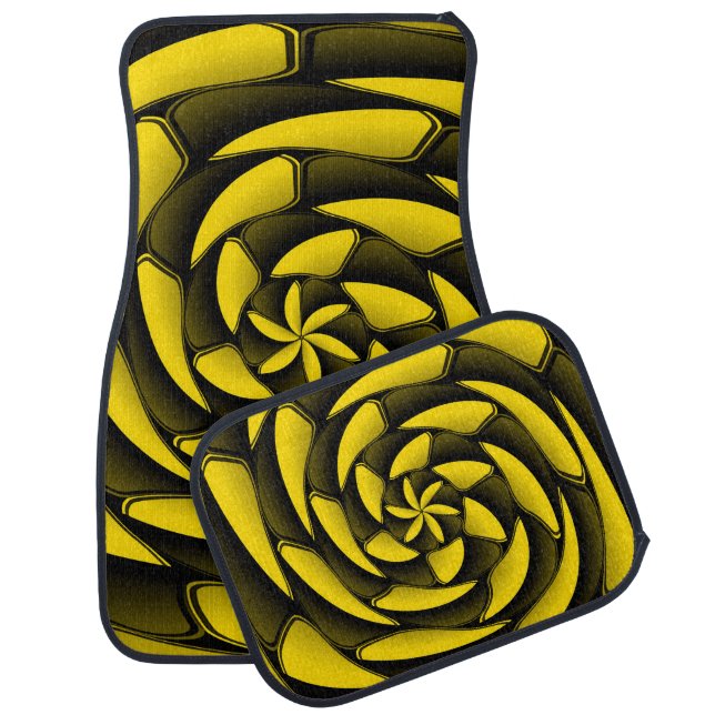 High contrast black and yellow car floor mat (Set)