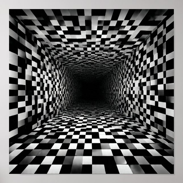 High Contrast Checkerboard Vortex Illusion Poster (Front)