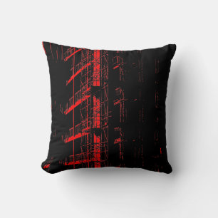 High Contrast Construction - Red Throw Pillow