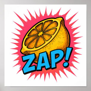 High Contrast Flat Color Graphic: Zealous Zapping Poster