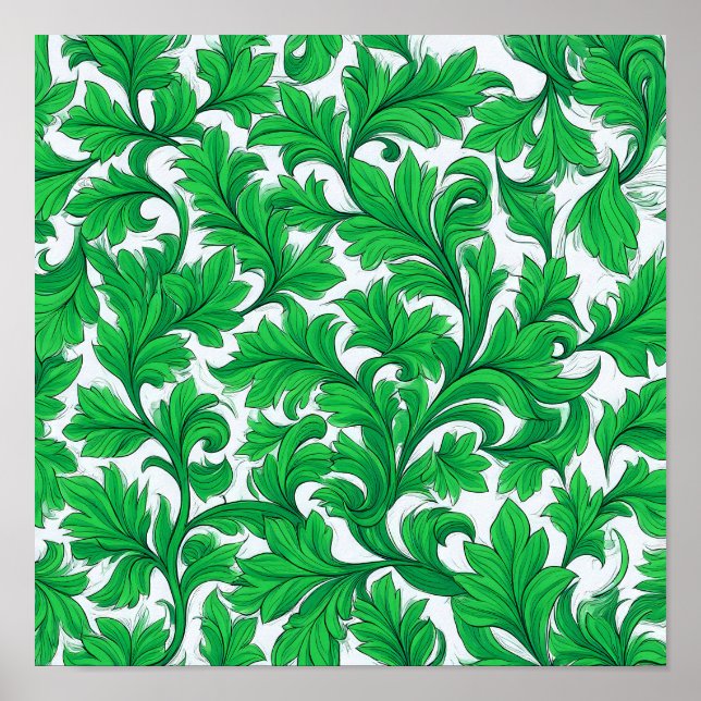 High Contrast Flat Color Pattern: Abstract Ivy Poster (Front)