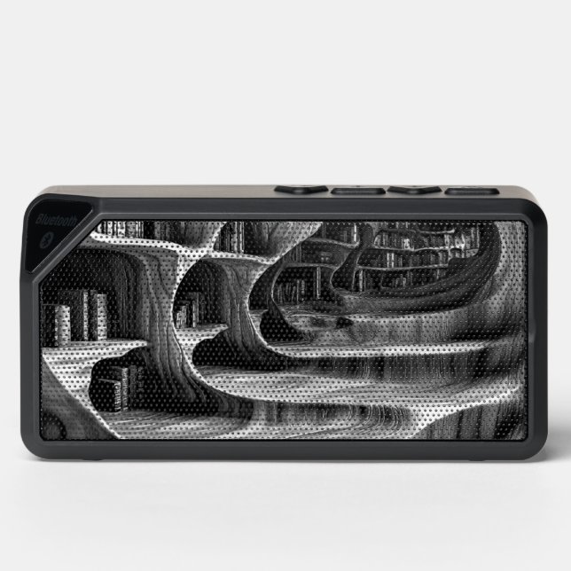 High Contrast Relief Library in Grayscale Bluetooth Speaker (Front)