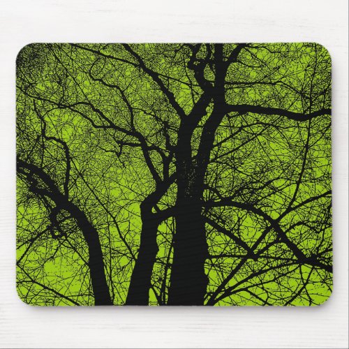 High Contrast Tree _ Martian Green Mouse Pad