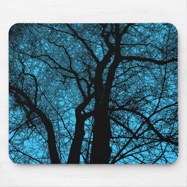 High Contrast Tree - Sky Blue Mouse Pad (Front)