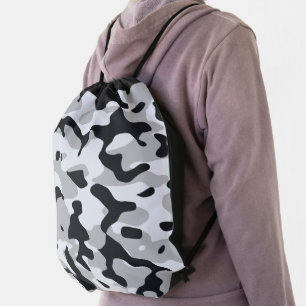 High contrast urban camouflage drawstring bag