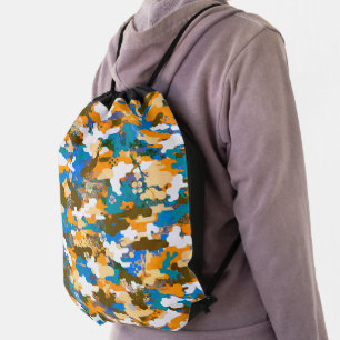 High-contrast Urban Digital Camouflage Pattern Drawstring Bag