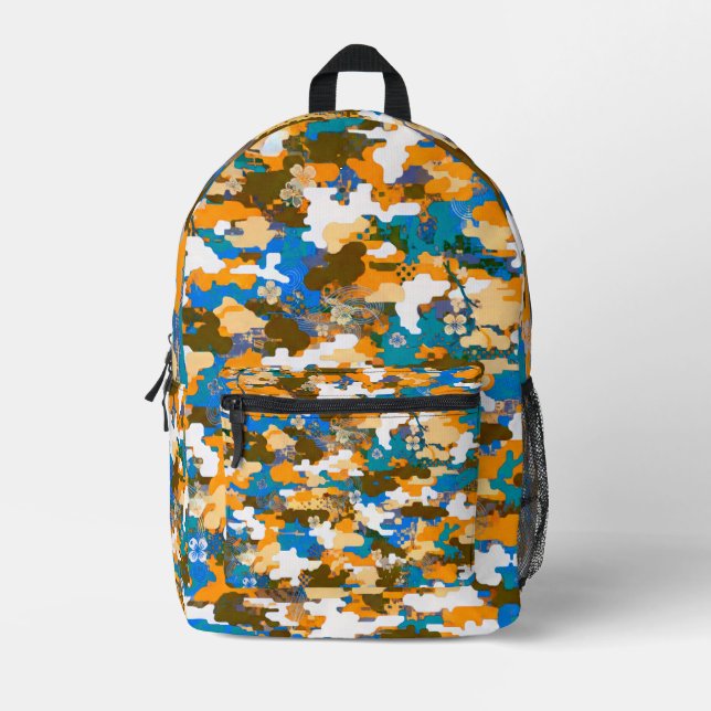 High-contrast Urban Digital Camouflage Pattern  Printed Backpack (Front)