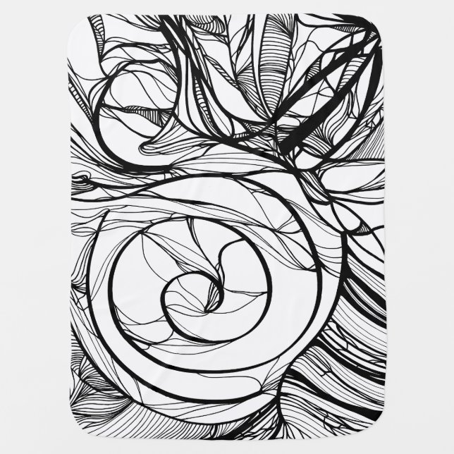 High Contrast Visually Stimulating Abstract Snail Baby Blanket (Front)