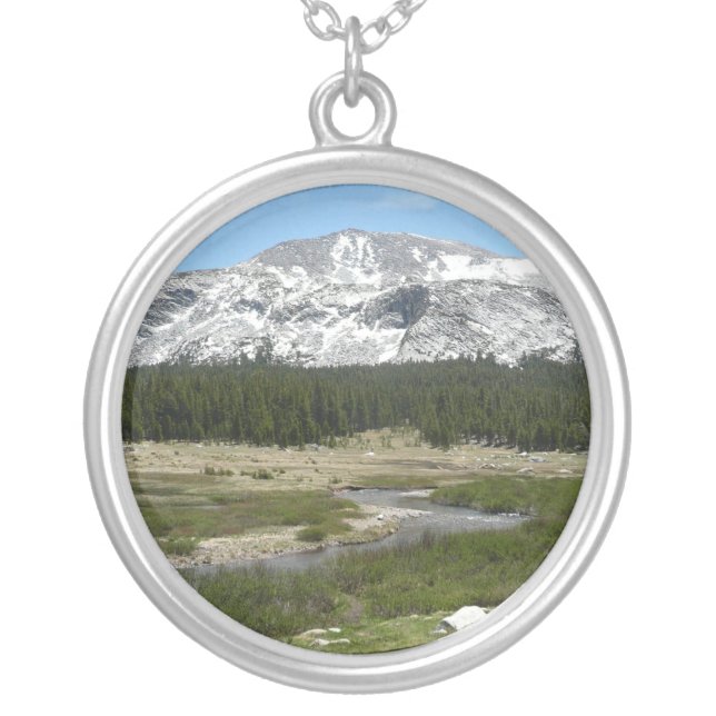 High Country Mountain Stream I Silver Plated Necklace (Front)
