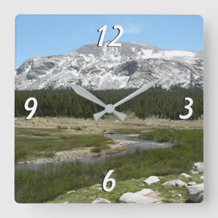 High Country Mountain Stream I Square Wall Clock