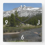 High Country Mountain Stream II at Yosemite Square Wall Clock