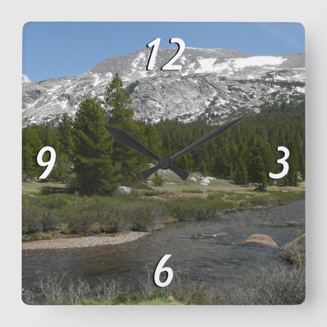 High Country Mountain Stream II at Yosemite Square Wall Clock (Front)