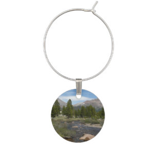 High Country Mountain Stream III at Yosemite Wine Glass Charm