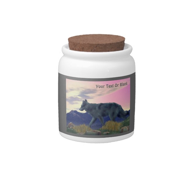 High Country Wolf Candy Jar (Front)