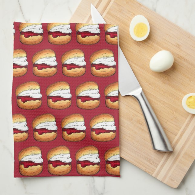 High Cream Tea Scone Jam UK British Bakery Food Kitchen Towel (Quarter Fold)