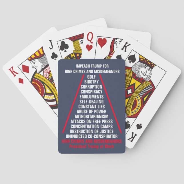 High Crimes and Misdemeanors List Impeach Trump Poker Cards (Back)