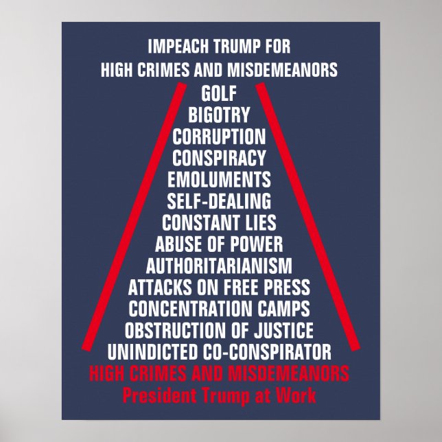 High Crimes and Misdemeanors List Impeach Trump Poster (Front)
