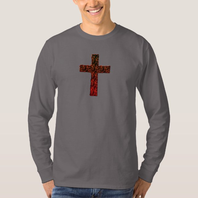 HIGH DEFINITION, FLAMING CHRISTIAN CROSS T-Shirt (Front)