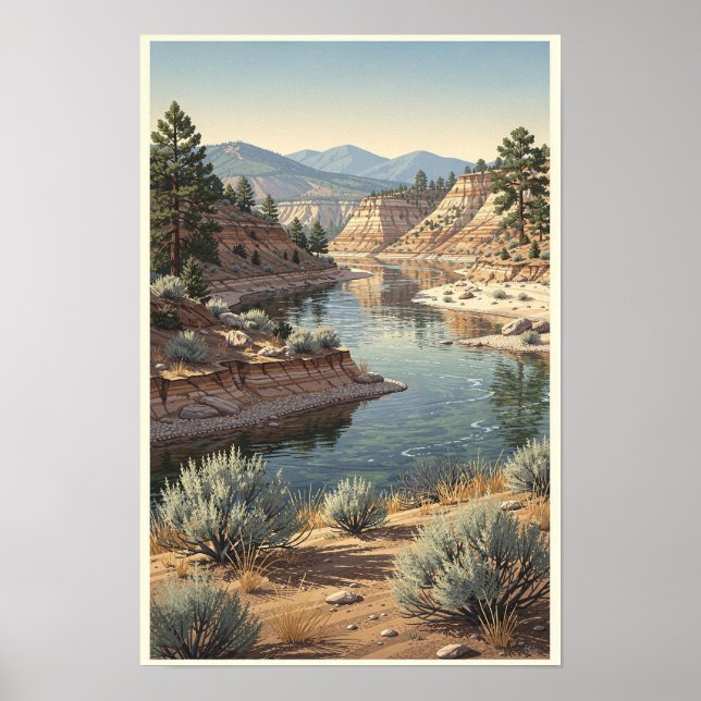 High Desert River Bend Landscape Poster (Front)