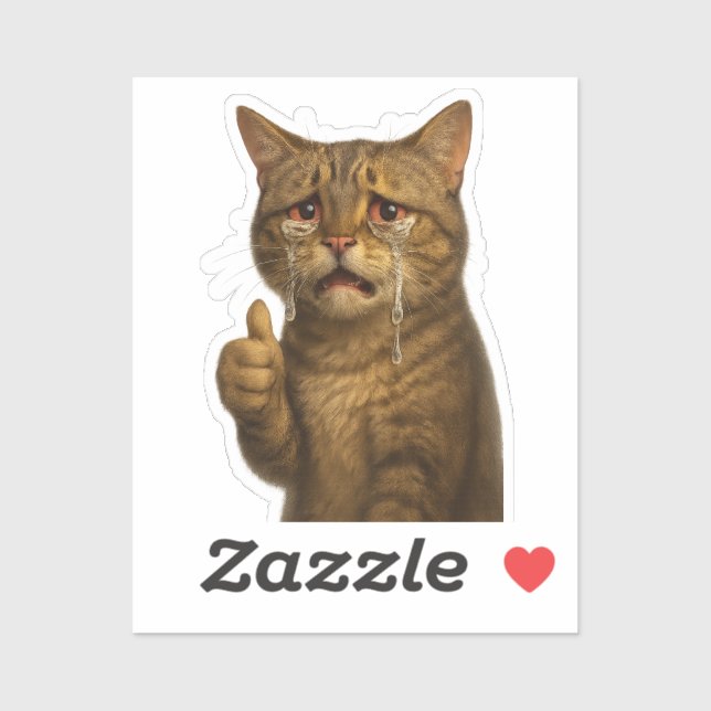 High Detail Sad Cat Giving Thumbs Up Sticker (Sheet)