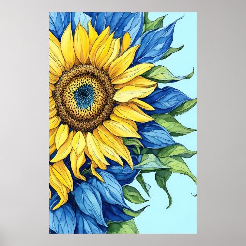 High_detailed Sunflower Illustration Poster