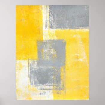 'high Dive' Gray And Yellow Abstract Art Poster by T30Gallery at Zazzle