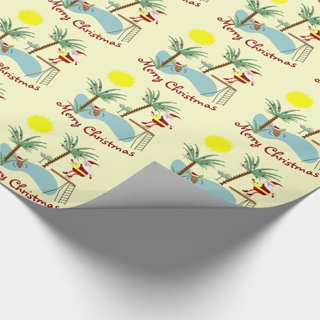 High Diving Santa Christmas Wrapping Paper (Corner)