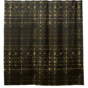High drama black and gold Shower Curtain