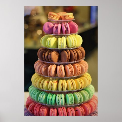 High End Bakery Goods French Macarons Tower Poster