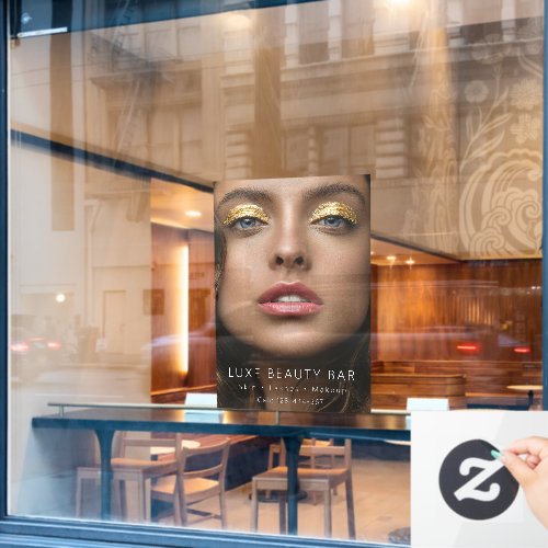 High-End Beauty Studio Poster Gold Makeup Aestheti Window Cling