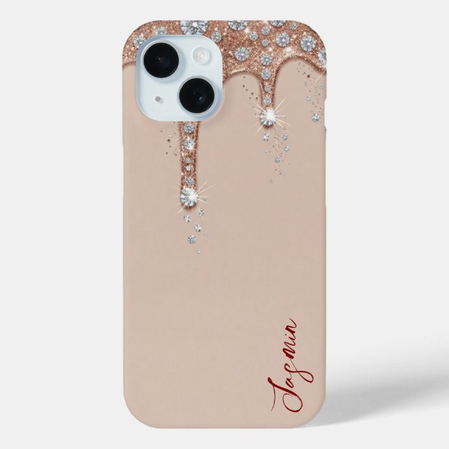 High-End Beige & Rose Gold Glitter Drip  Case-Mate iPhone Case (Back)