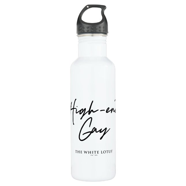 High-End Gay - The White Lotus Stainless Steel Water Bottle (Front)