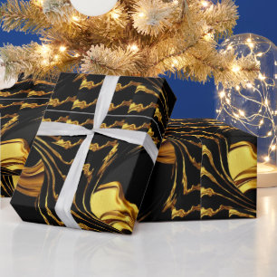 High-End Gifting: Full Liquid Gold Black Monochrom Wrapping Paper